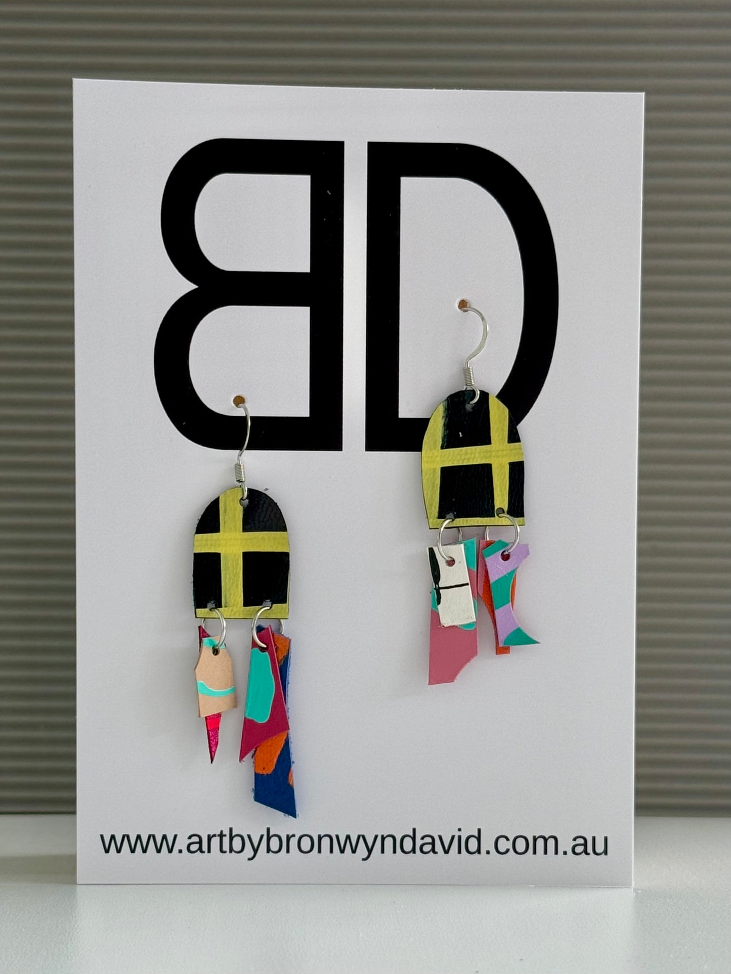 Long Arch - Handmade Painted Leather Earrings - Lightweight Statement Jewellery | Artisan Crafted