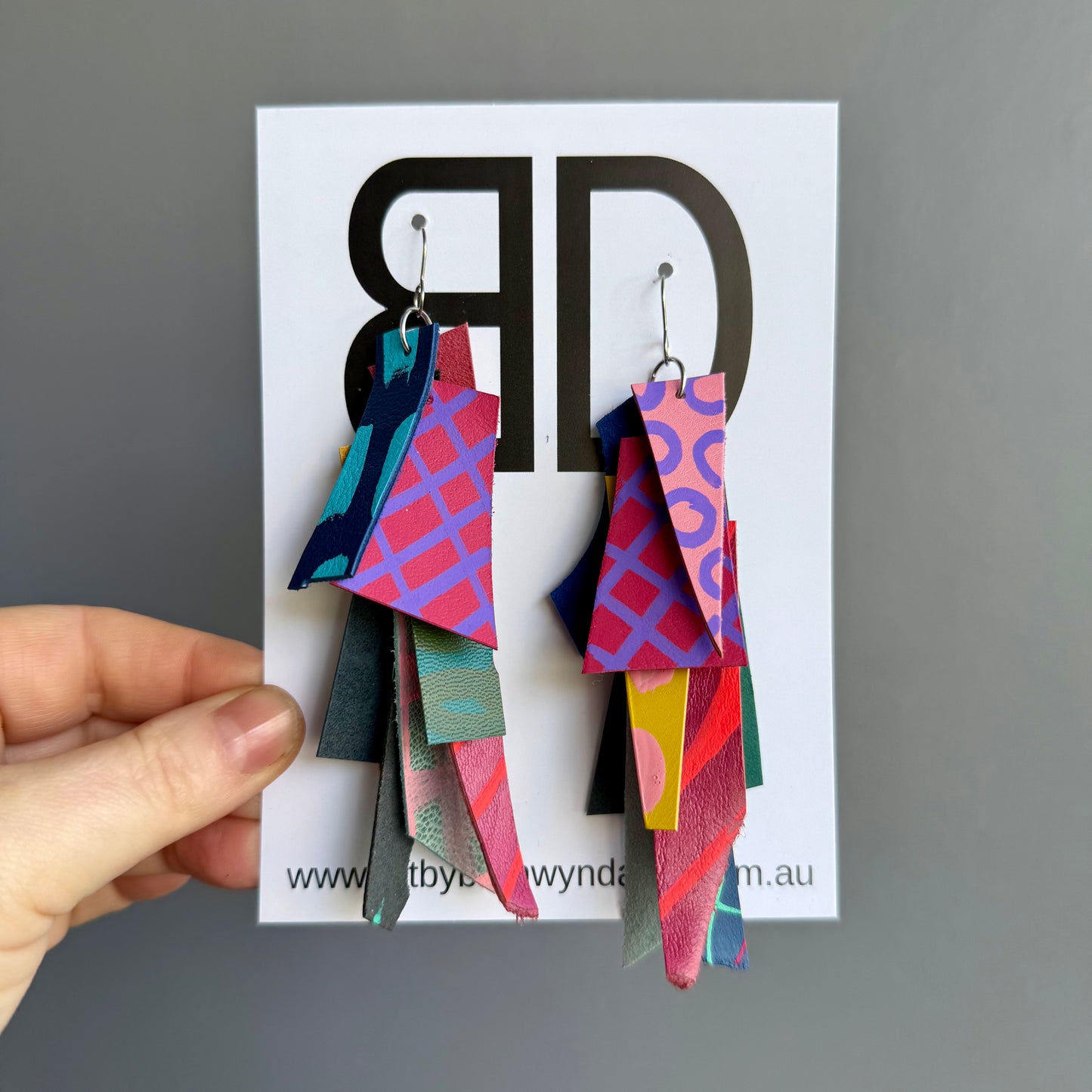 Tassels XL | Aboriginal Leather Earrings | Art by Bronwyn David