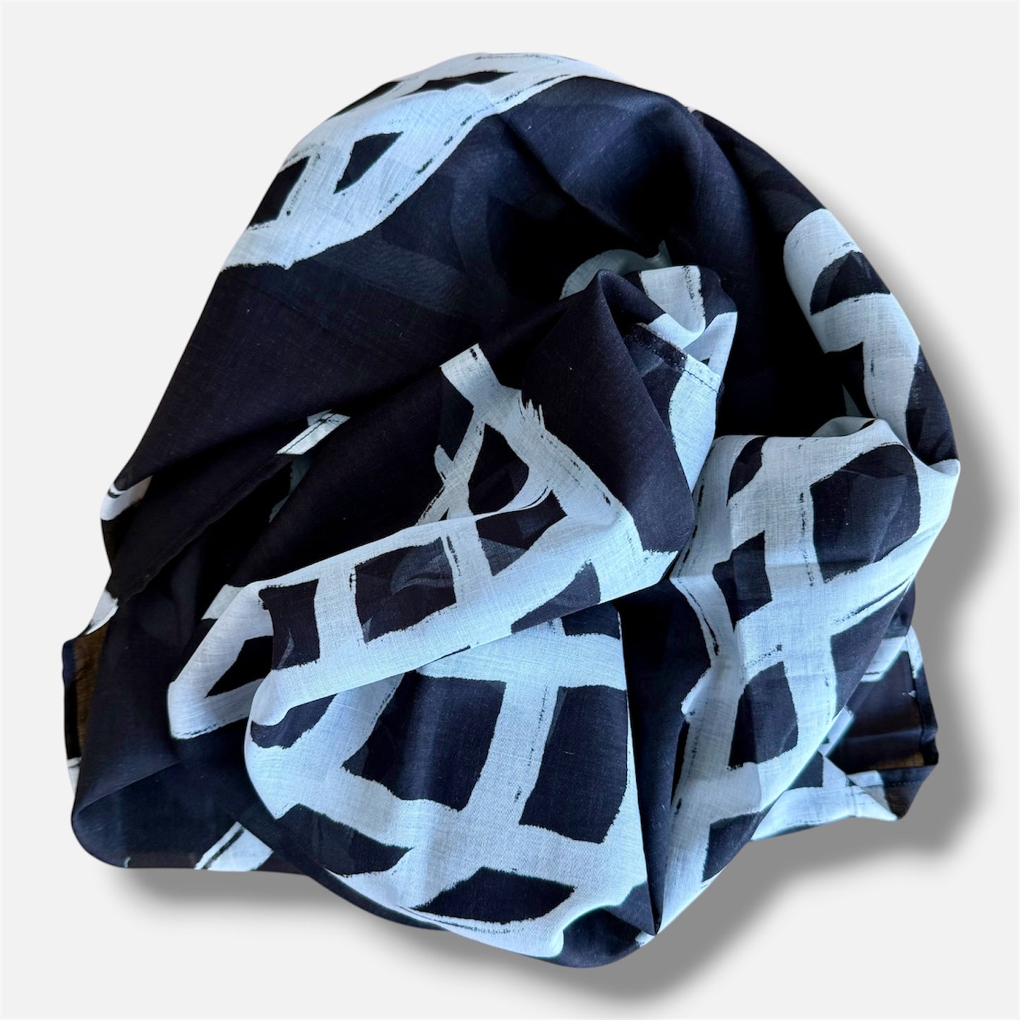 Jumbo Scarf - Black and White Legguna (Basket) | Aboriginal Art | Art by Bronwyn David