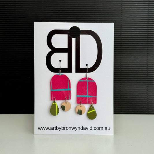 Arch Drops Large - Handmade Painted Leather Dangle Earrings - Lightweight Statement Jewelry | Artisan Crafted