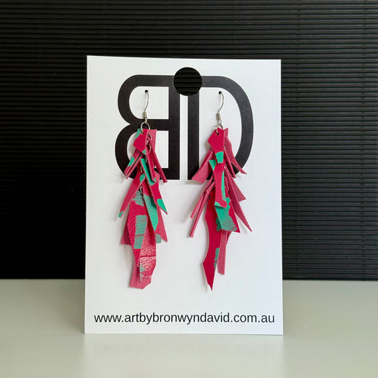 Tassel Earrings - Handmade Painted Leather Earrings - Lightweight Statement Jewellery | Artisan Crafted