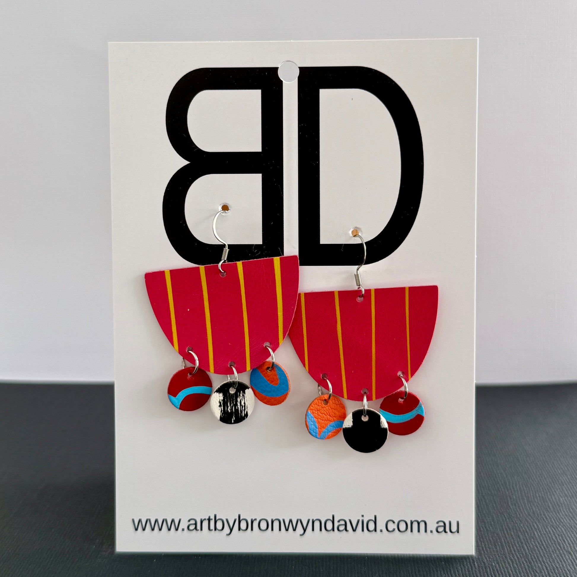 Teacup Handmade Painted Leather Earrings Lightweight Statement Jewellery Artisan Crafted