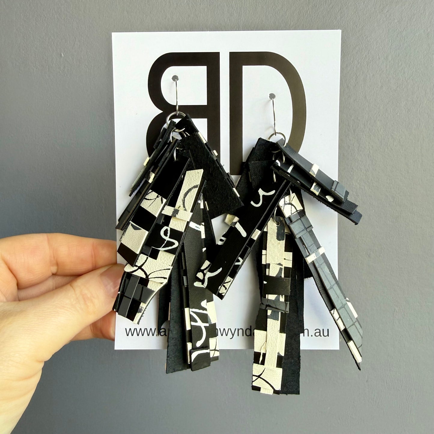 Tassels XL | Aboriginal Leather Earrings | Art by Bronwyn David