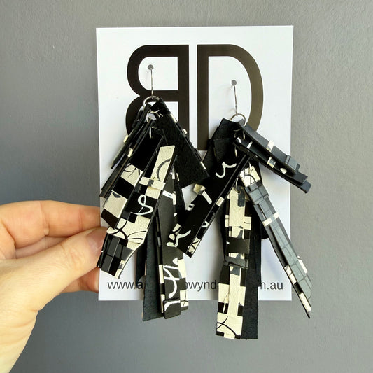 Tassels XL | Aboriginal Leather Earrings | Art by Bronwyn David