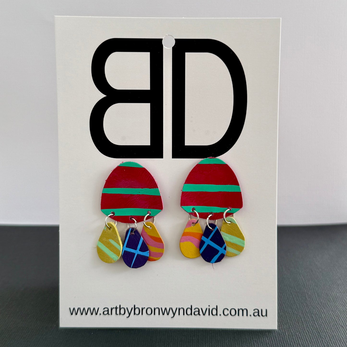 Daisy Drops - Handmade Painted Leather Earrings - Lightweight Statement Jewellery | Artisan Crafted