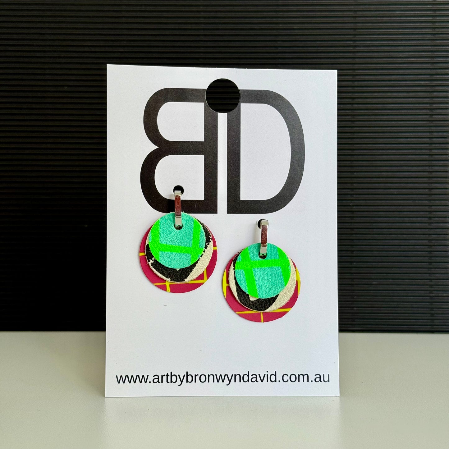 Interchangeable Huggies- Handmade Painted Leather Earrings - Lightweight Statement Jewellery - Aboriginal Design | Artisan Crafted