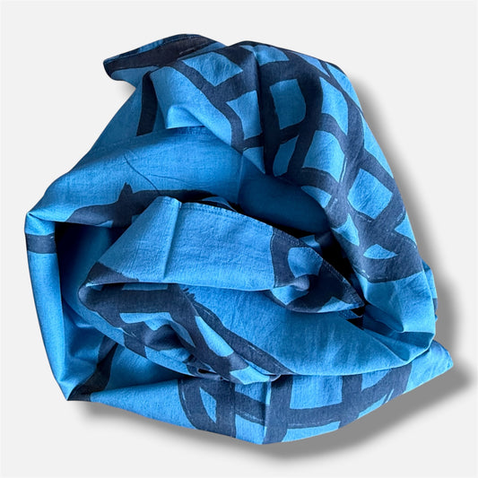 Jumbo Scarf - Legguna Black and Blue | Aboriginal Art | Art by Bronwyn David