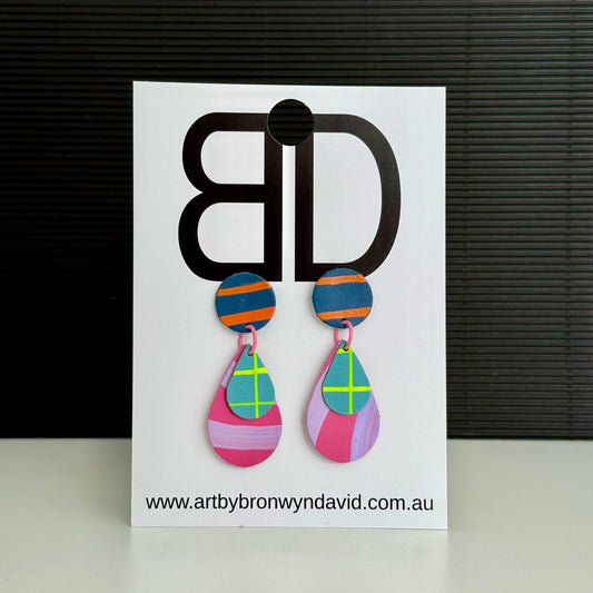 Tear Drop - Handmade Painted Leather Earrings - Lightweight Statement Jewellery | Artisan Crafted