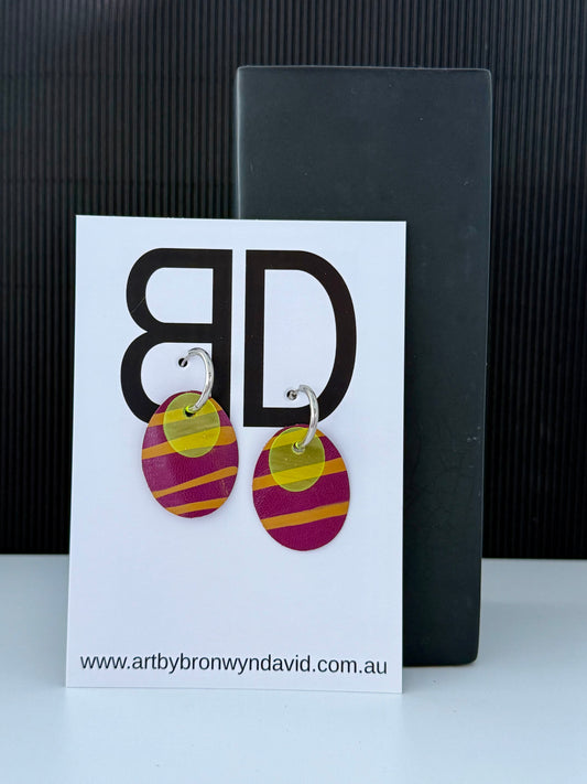 Interchangeable Huggie - Handmade Painted Leather Earrings - Lightweight Statement Jewellery | Artisan Crafted