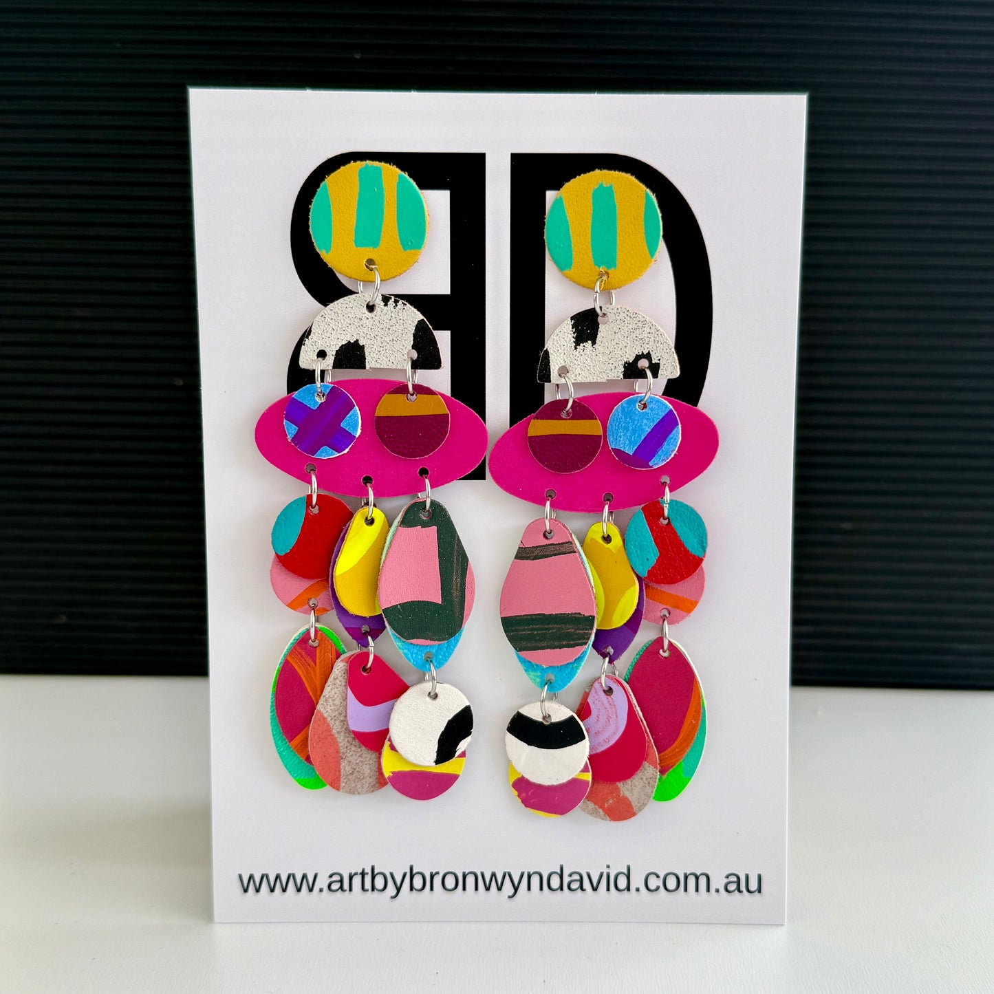 Statement Earrings - Handmade Painted Leather Earrings - Lightweight Statement Jewellery | Artisan Crafted