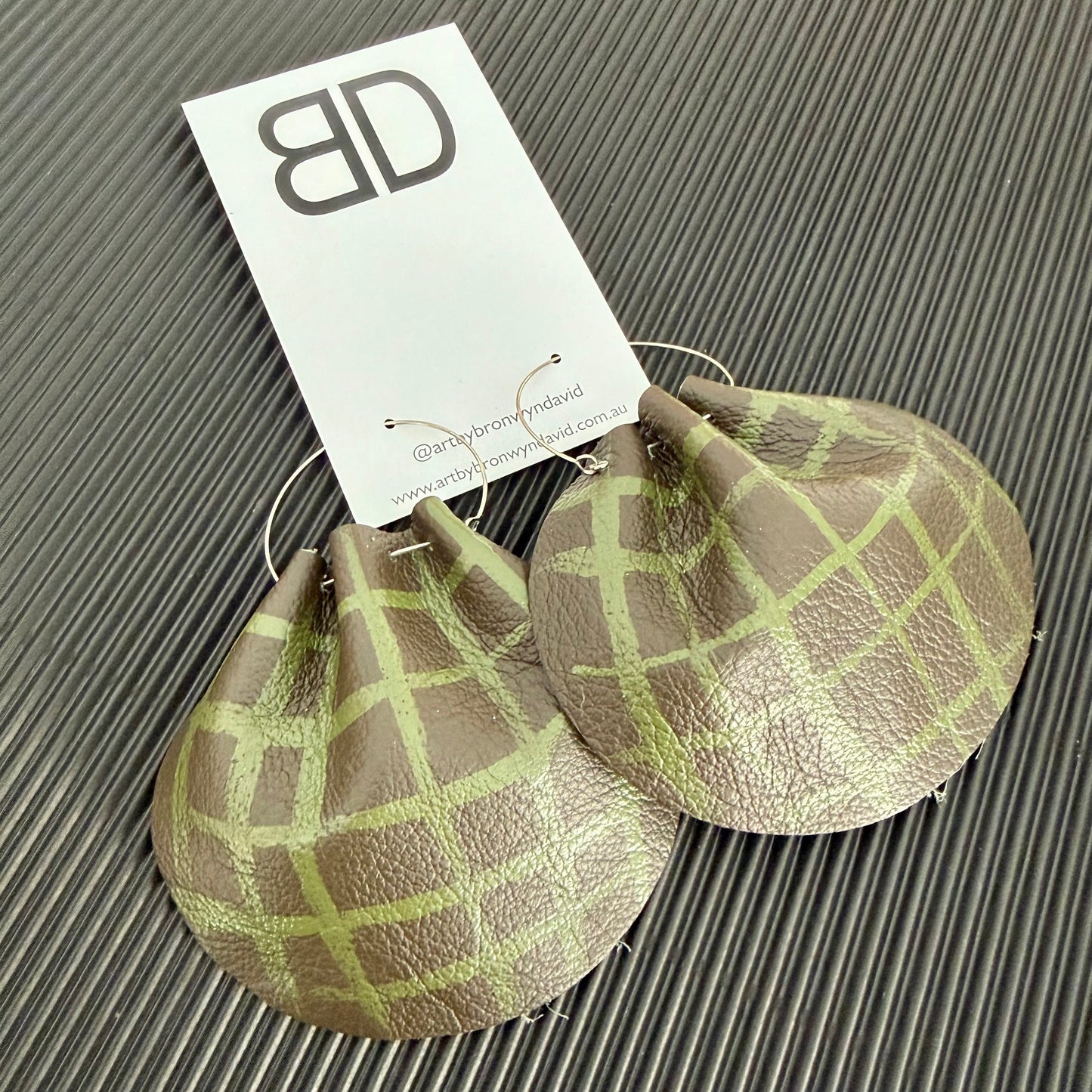 NAIDOC Collection Kelp Water Carriers | Aboriginal Leather Earrings | Art by Bronwyn David
