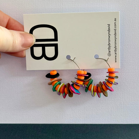 Gem Loops - Handmade Painted Leather Earrings - Lightweight Statement Jewellery | Artisan Crafted