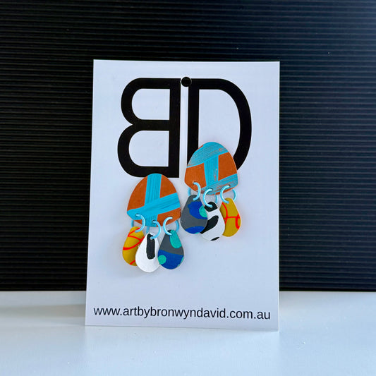 Daisy Drops - Handmade Painted Leather Earrings - Lightweight Statement Jewellery | Artisan Crafted