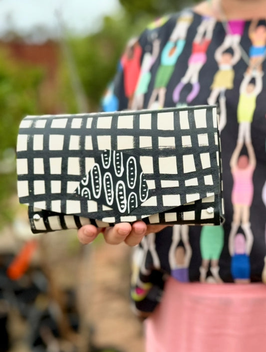 Handmade Hand-Painted Leather Clutch Purse