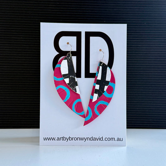 Feathers - Handmade Painted Leather Earrings - Lightweight Statement Jewellery | Artisan Crafted