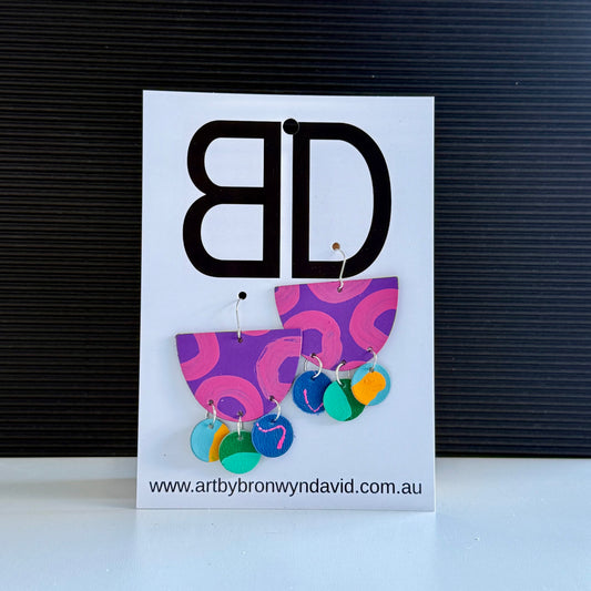 Teacup - Handmade Painted Leather Earrings - Lightweight Statement Jewellery | Artisan Crafted