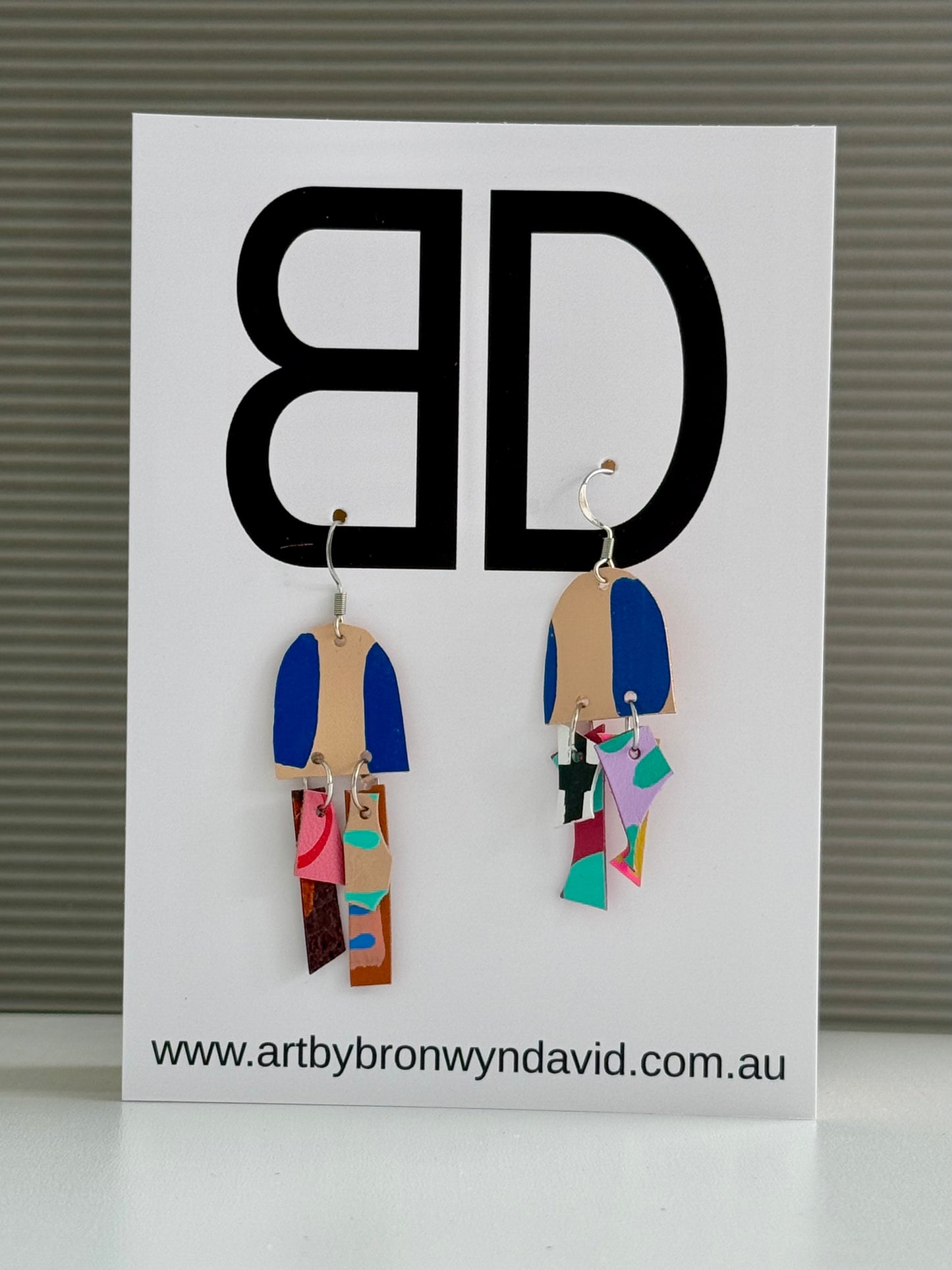 Long Arch - Handmade Painted Leather Earrings - Lightweight Statement Jewellery | Artisan Crafted