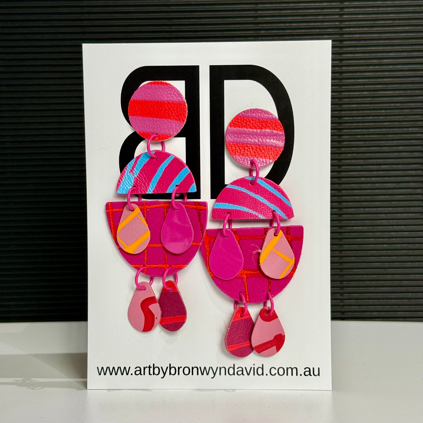 Lucy Drop’s Pink on Pink | Aboriginal Leather Earrings | Art by Bronwyn David