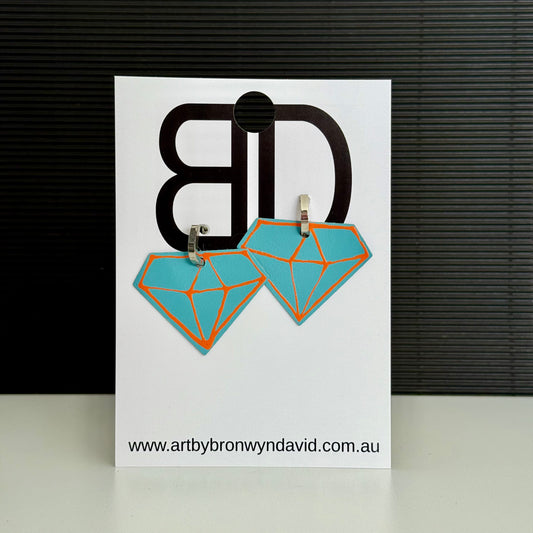 Shine Bright Like A Diamond - Handmade Painted Leather Earrings - Lightweight Statement Jewellery | Artisan Crafted