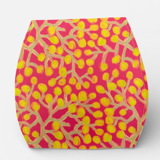 Bush Wattle Flat Vase | Vegan Leather | Art by Bronwyn David