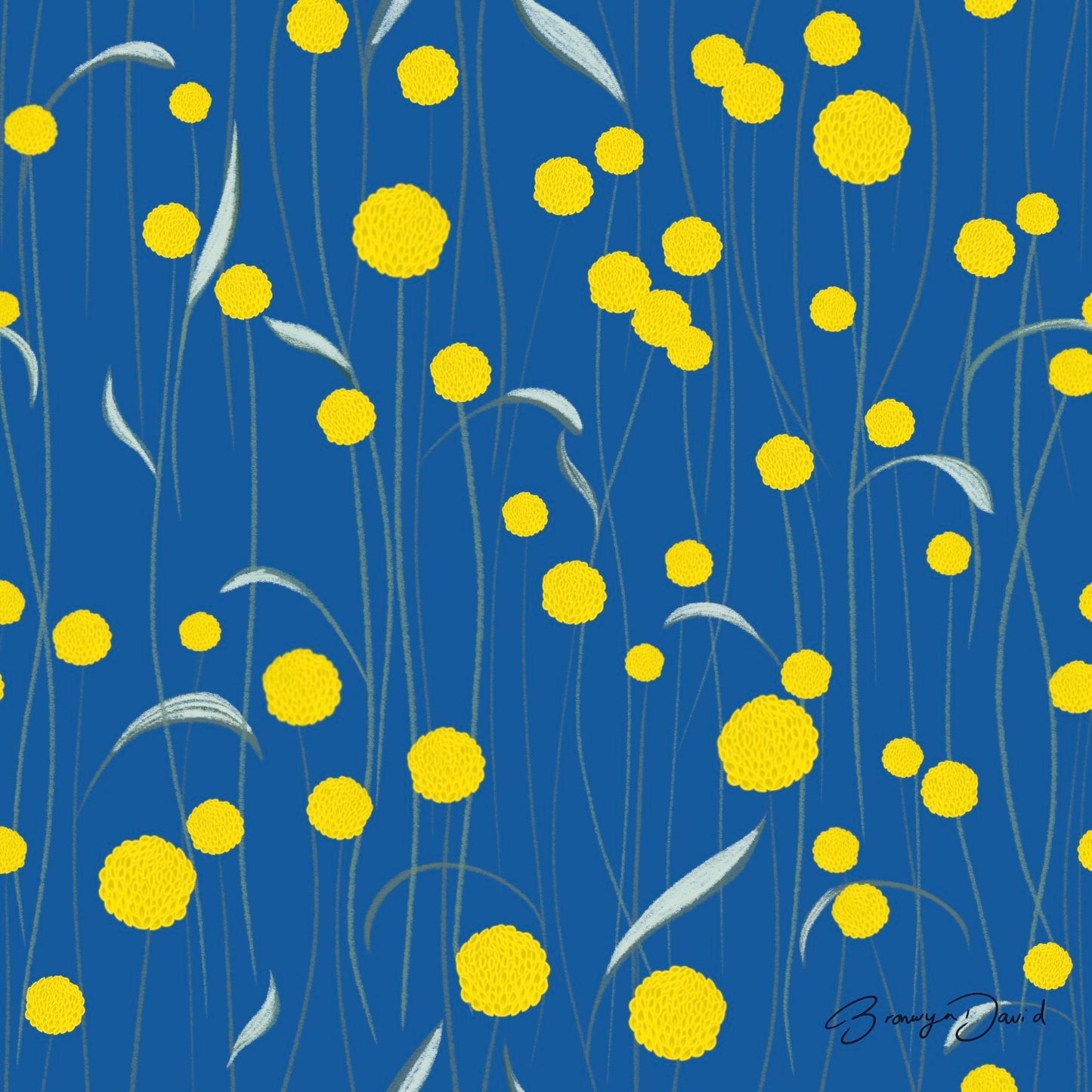 Silk Scarf - Billy Buttons 65 x 65 cm | Art by Bronwyn David