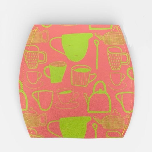 Pot of Tea Flat Vase | Vegan Leather | Art by Bronwyn David