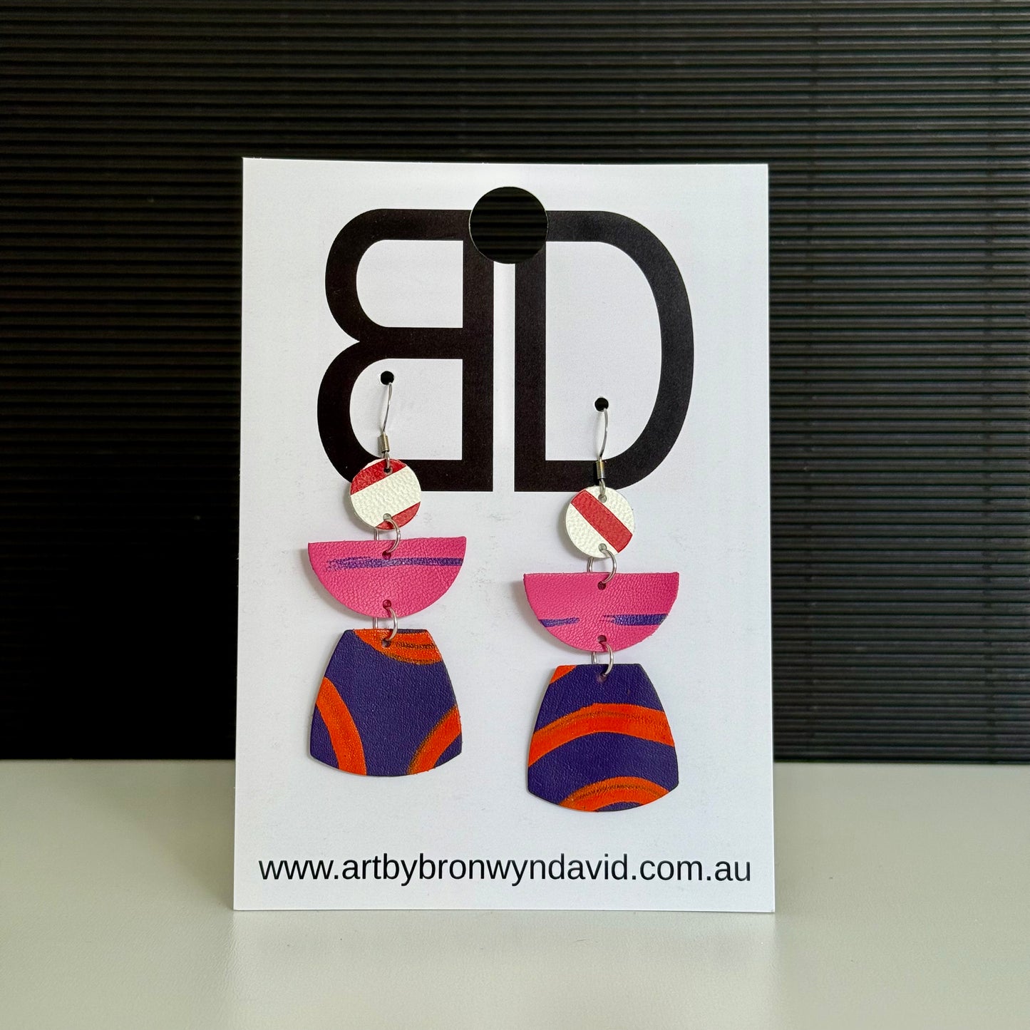 Totem Earrings - Handmade Painted Leather Earrings - Lightweight Statement Jewellery | Artisan Crafted