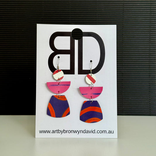 Totem Earrings - Handmade Painted Leather Earrings - Lightweight Statement Jewellery | Artisan Crafted