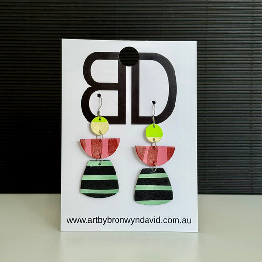 Totem Earrings - Handmade Painted Leather Earrings - Lightweight Statement Jewellery | Artisan Crafted