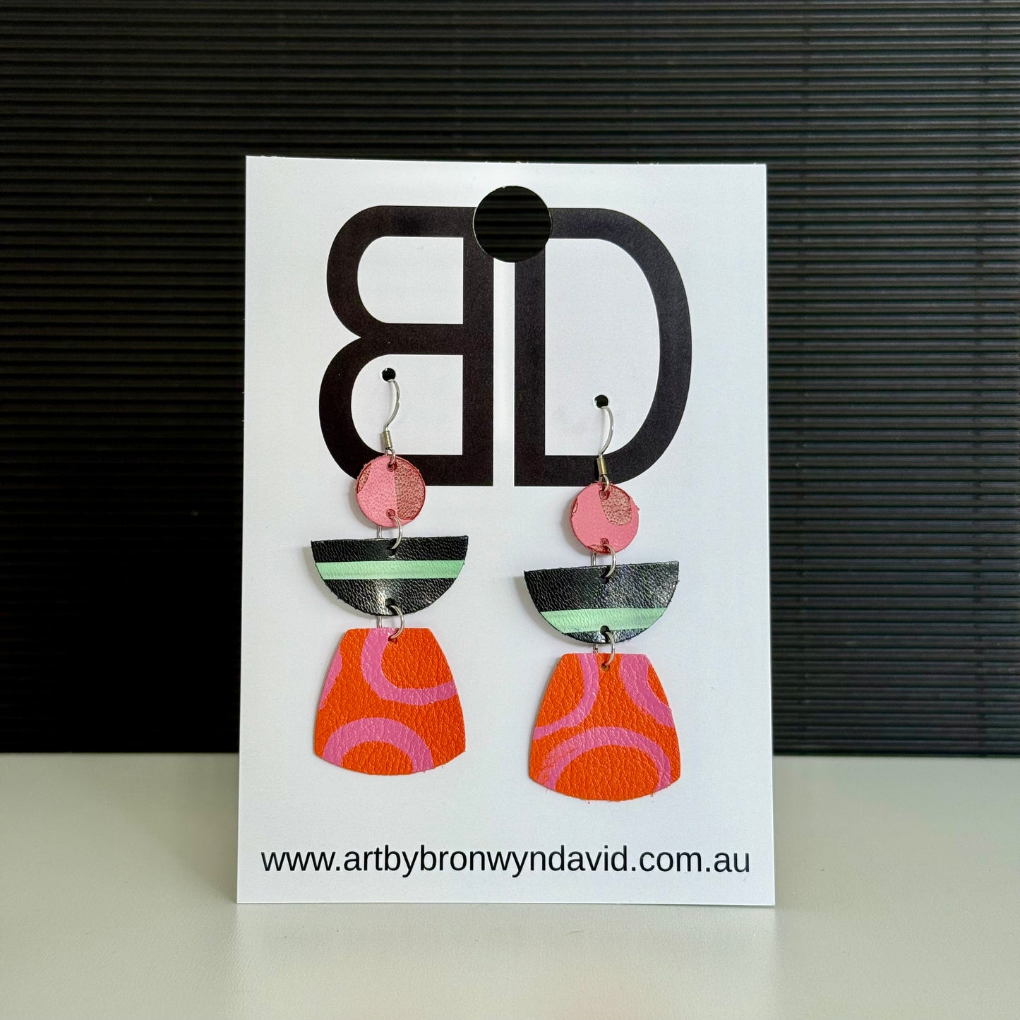 Totem Earrings - Handmade Painted Leather Earrings - Lightweight Statement Jewellery | Artisan Crafted