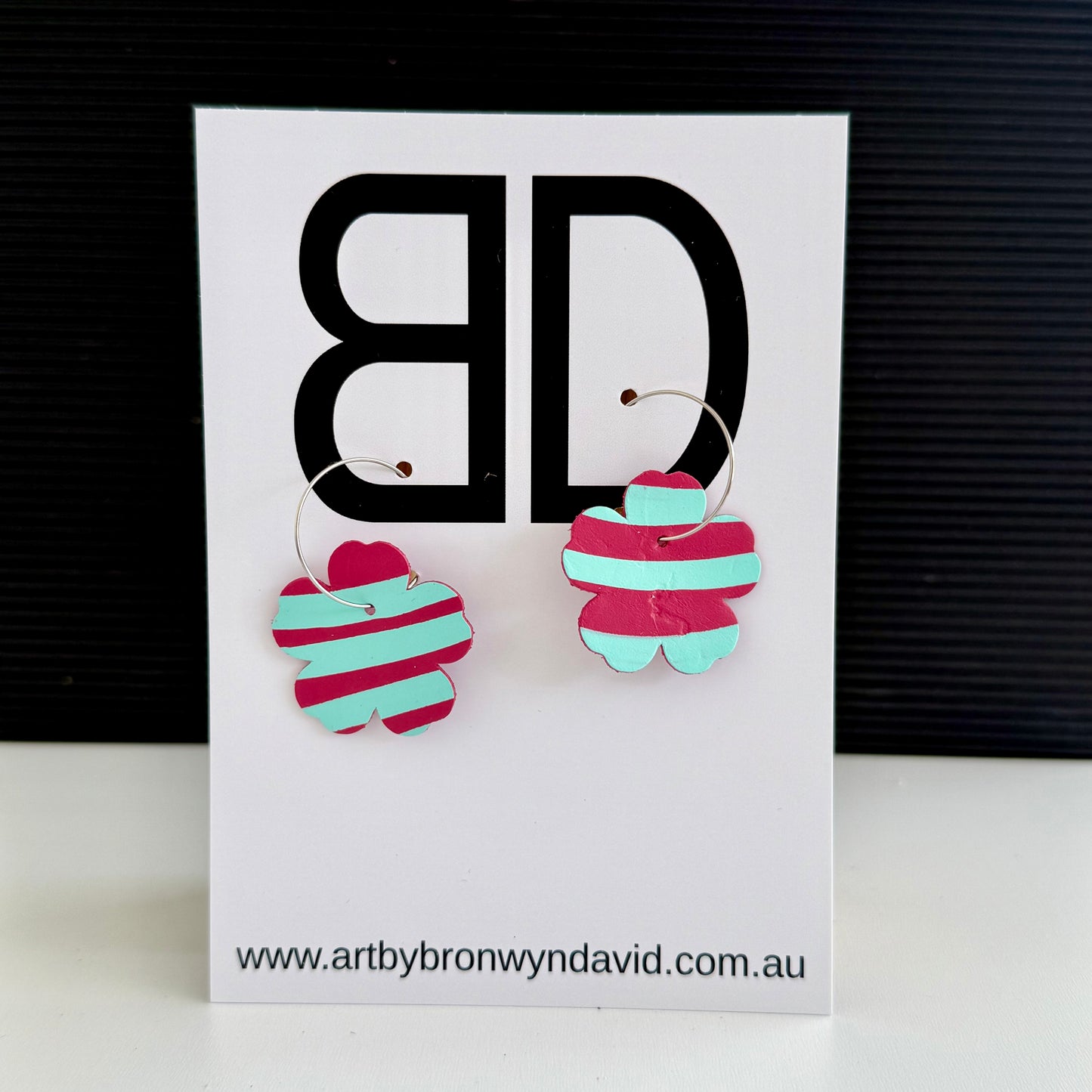 Flower Hoops - Handmade Painted Leather Earrings - Lightweight Statement Jewellery | Artisan Crafted