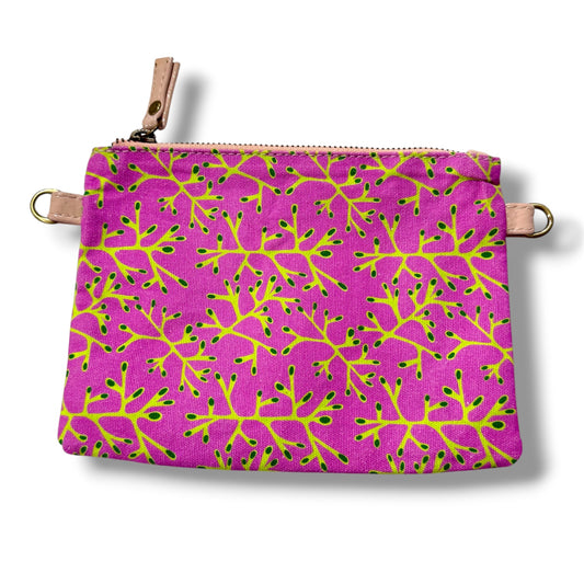 Casuarina (She Oak) l Handmade Canvas & Leather Clutch Bag l Aboriginal Art Design l Art by Bronwyn David