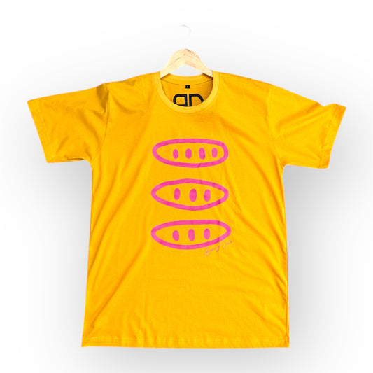 Yellow T Shirt - Seed Pods | Authentic Trawlwoolway First Nations Art T-Shirts | Indigenous Australian Designer Clothing | Cultural Wearable Art | Medium-4XL