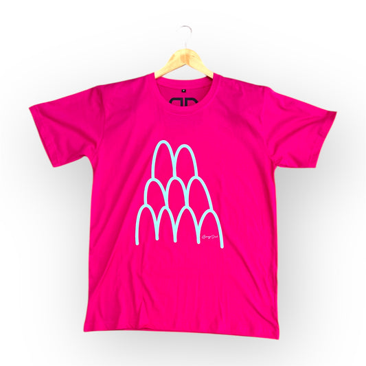 Pink T Shirt - Feathers | Authentic Trawlwoolway First Nations Art T-Shirts | Indigenous Australian Designer Clothing | Cultural Wearable Art | Medium-4XL
